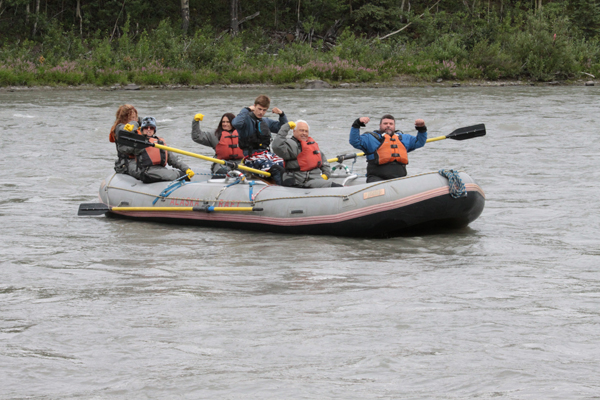 the two RV Gypsies and family whitewater rafting